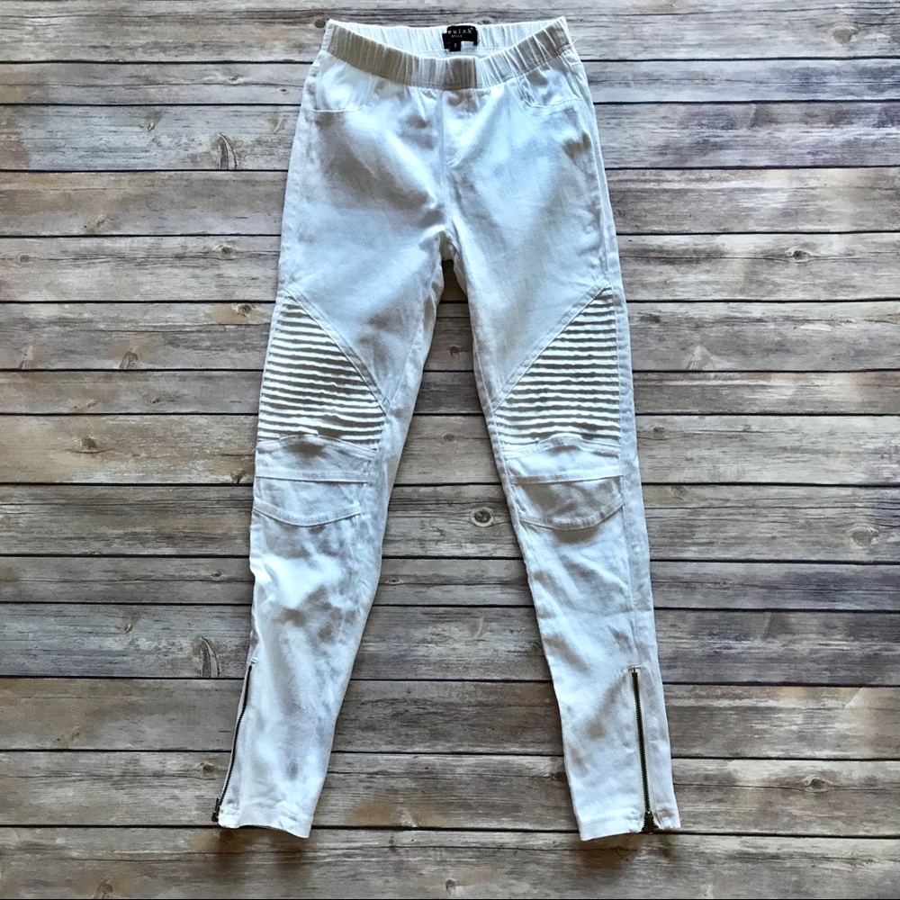🛍Beulah White Moto Pants